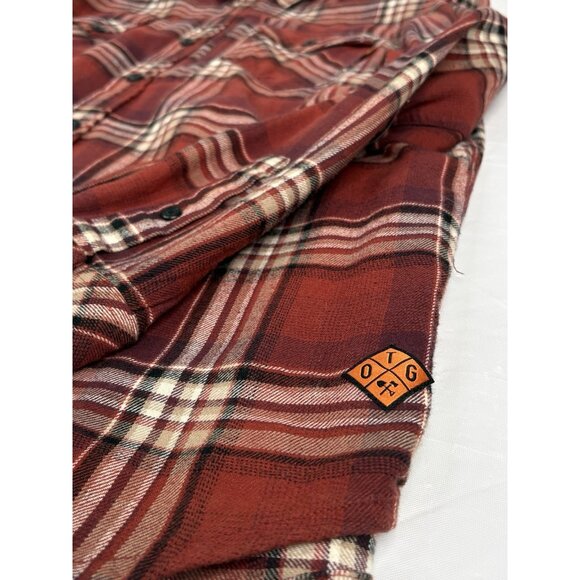 Off The Grid Destroyer Flannel Shirt Men’s XL Red Black Plaid Long Sleeve - Picture 7 of 15